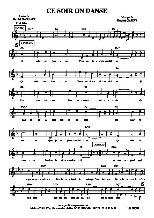 télécharger la partition d'accordéon Ce soir on danse (Valse) au format PDF