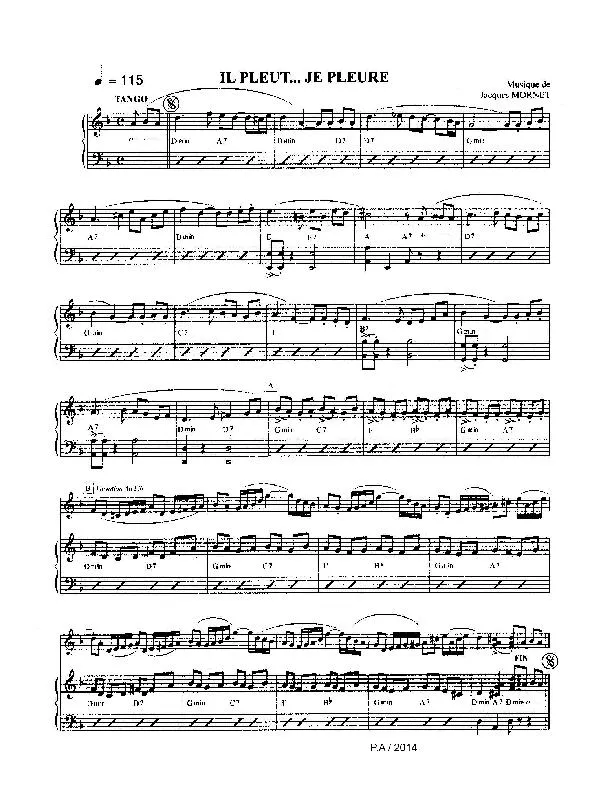 télécharger la partition d'accordéon Il pleut Je pleure (Tango) au format PDF