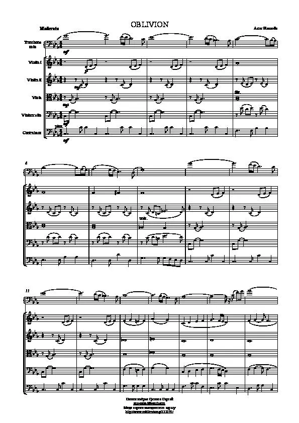 télécharger la partition d'accordéon Oblivion (For trombone and strings) au format PDF