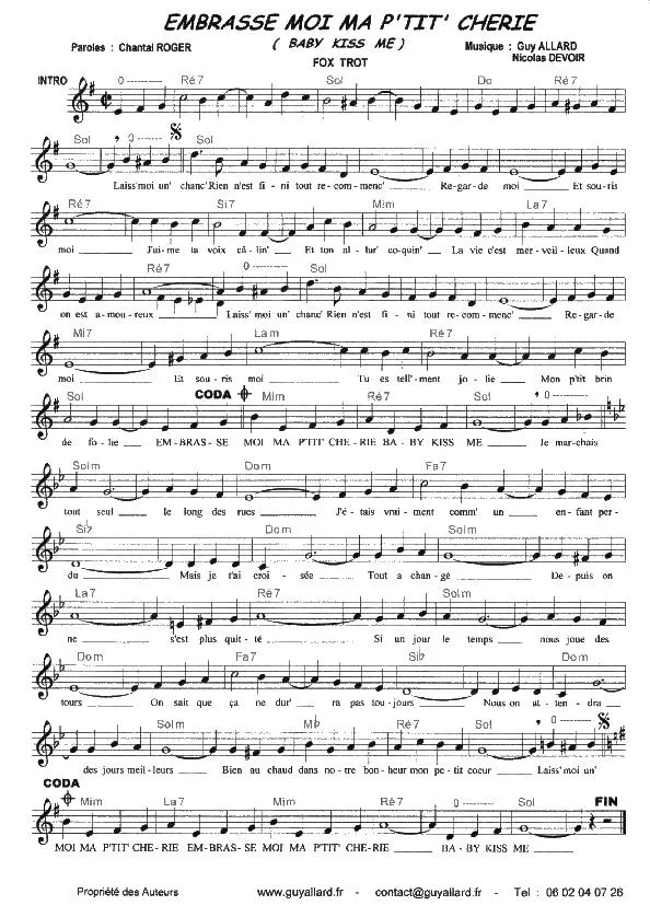 télécharger la partition d'accordéon Embrasse moi ma p'tit' chérie (Baby Kiss Me) (Fox Trot) au format PDF