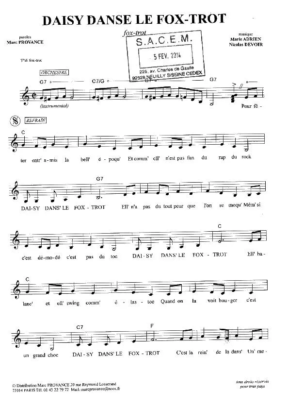 télécharger la partition d'accordéon Daisy danse Le Fox Trot au format PDF