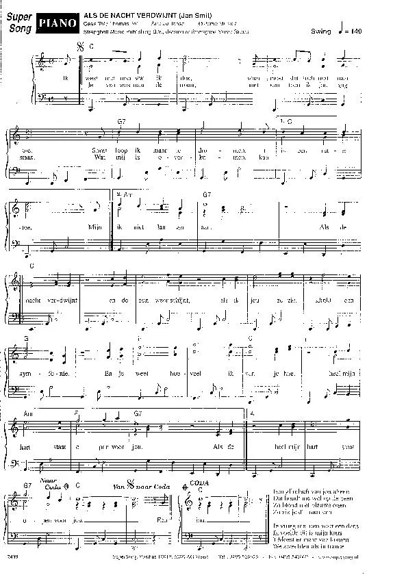 télécharger la partition d'accordéon Als de nacht verdwijnt (Jan Smit) (Swing) au format PDF