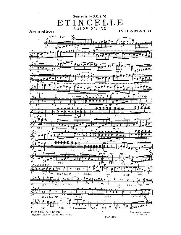 télécharger la partition d'accordéon Etincelle (Valse Swing) au format PDF