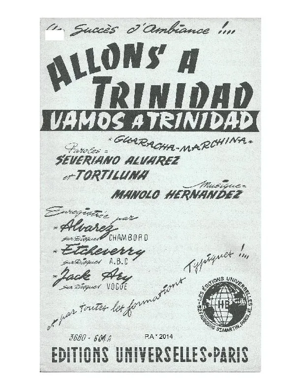 télécharger la partition d'accordéon Allons à Trinidad (Vamos a Trinidad) (Orchestration Complète) (Guaracha Marchina) au format PDF