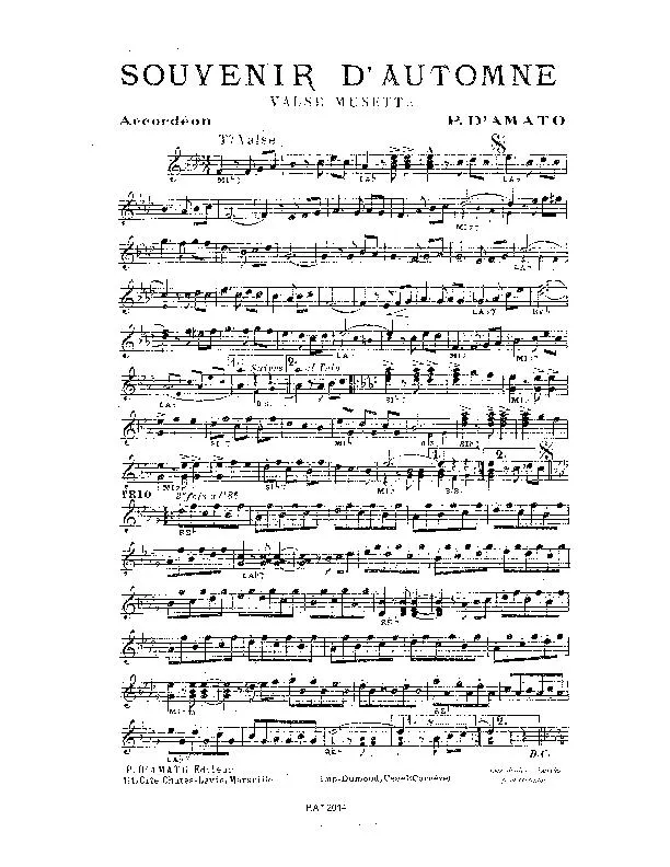 télécharger la partition d'accordéon Souvenir d'automne (Valse Musette) au format PDF