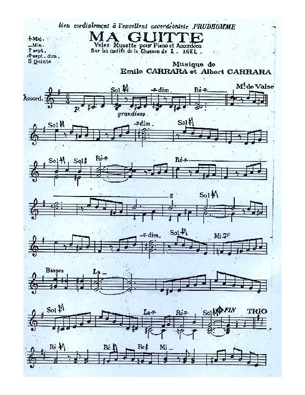 télécharger la partition d'accordéon Ma guitte (Valse) au format PDF