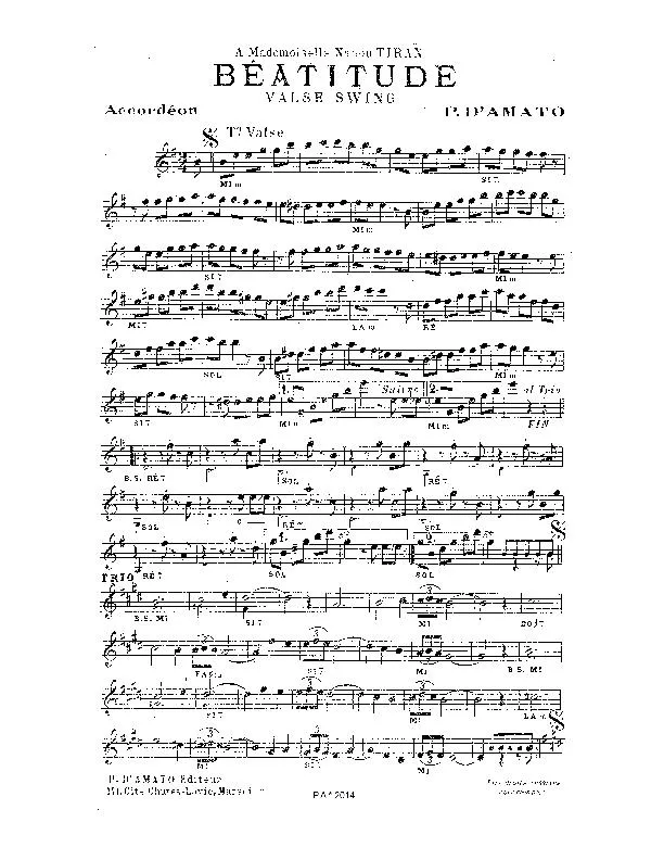 télécharger la partition d'accordéon Béatitude (Valse Swing) au format PDF