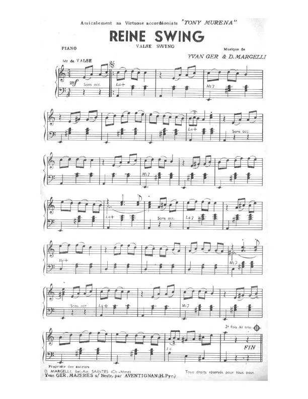 télécharger la partition d'accordéon Reine Swing (Valse Swing) au format PDF