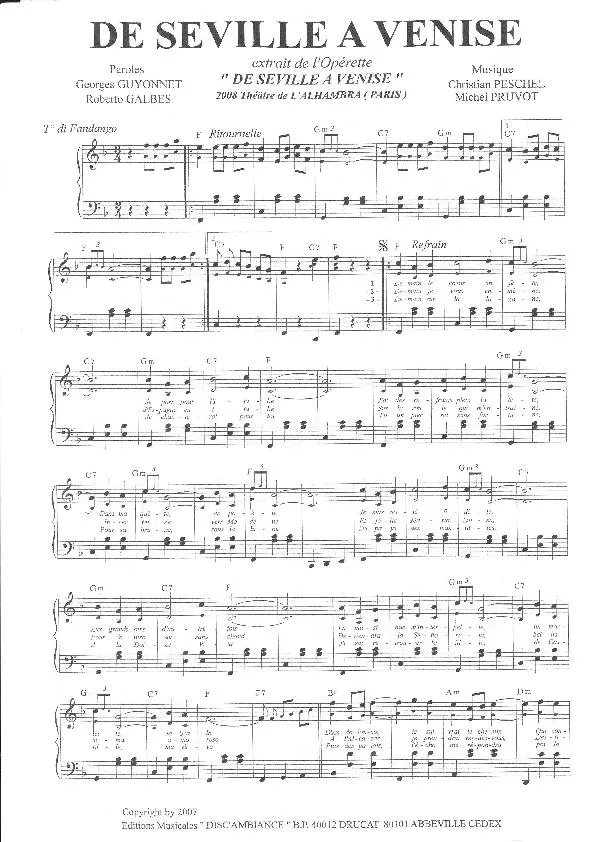 télécharger la partition d'accordéon De Séville à Venise (Fandango) au format PDF
