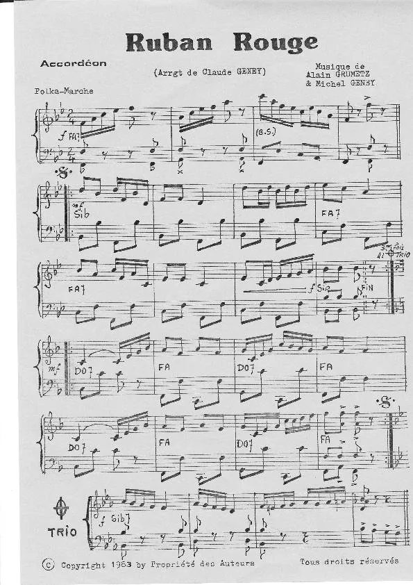 télécharger la partition d'accordéon Ruban Rouge (1er + 2ème Accordéon) (Polka Marche) au format PDF