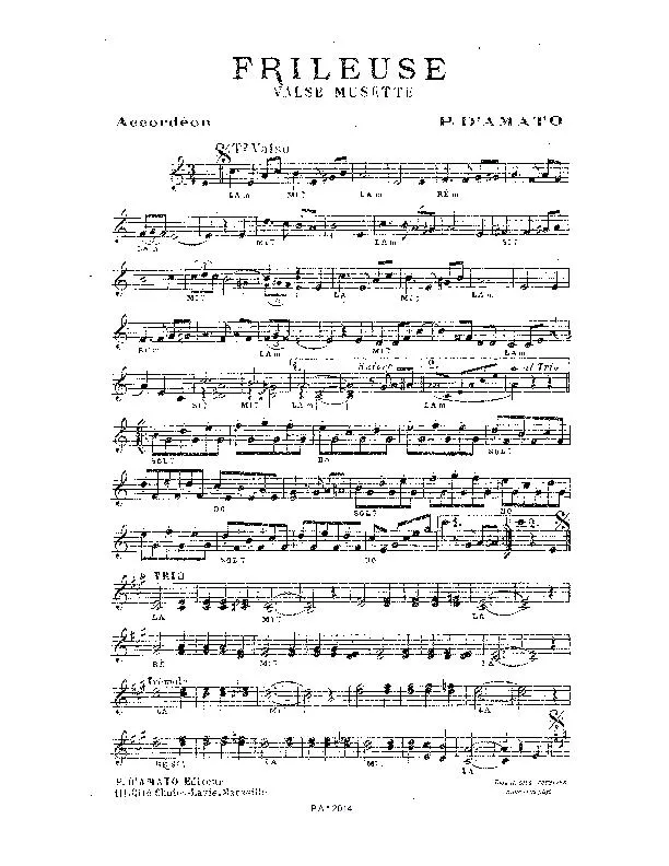 télécharger la partition d'accordéon Frileuse (Valse Musette) au format PDF