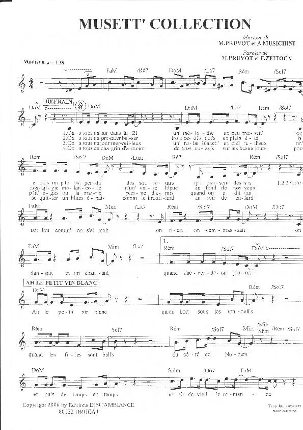 télécharger la partition d'accordéon Musett' Collection (Medley de succès) au format PDF