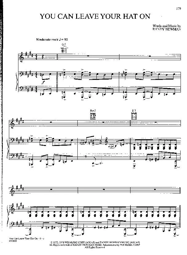 télécharger la partition d'accordéon You can leave your hat on (Rock) au format PDF