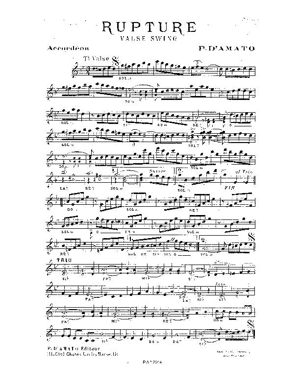 télécharger la partition d'accordéon Rupture (Valse Swing) au format PDF