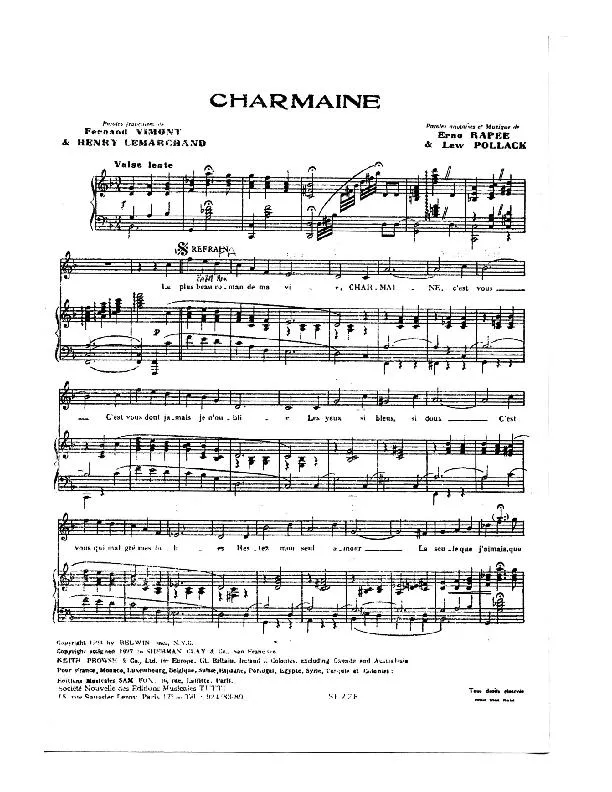 télécharger la partition d'accordéon Charmaine (Valse Lente) au format PDF