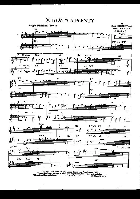 télécharger la partition d'accordéon That's a plenty (Dixieland) au format PDF