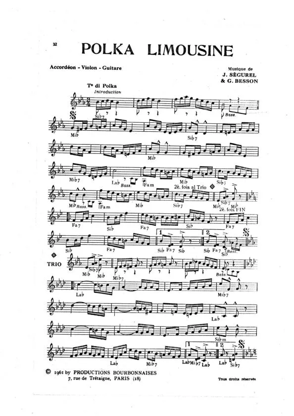 télécharger la partition d'accordéon Polka Limousine au format PDF