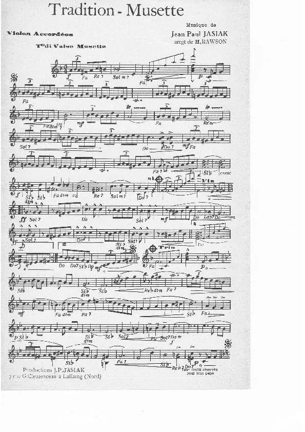 télécharger la partition d'accordéon Tradition Musette (Valse Musette) au format PDF