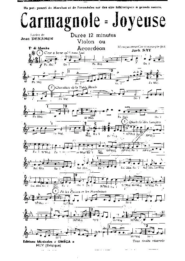 télécharger la partition d'accordéon Carmagnole Joyeuse (Pot pourri de marches) au format PDF