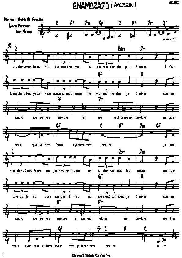 télécharger la partition d'accordéon Enamorado (Amoureux) (Boléro) au format PDF