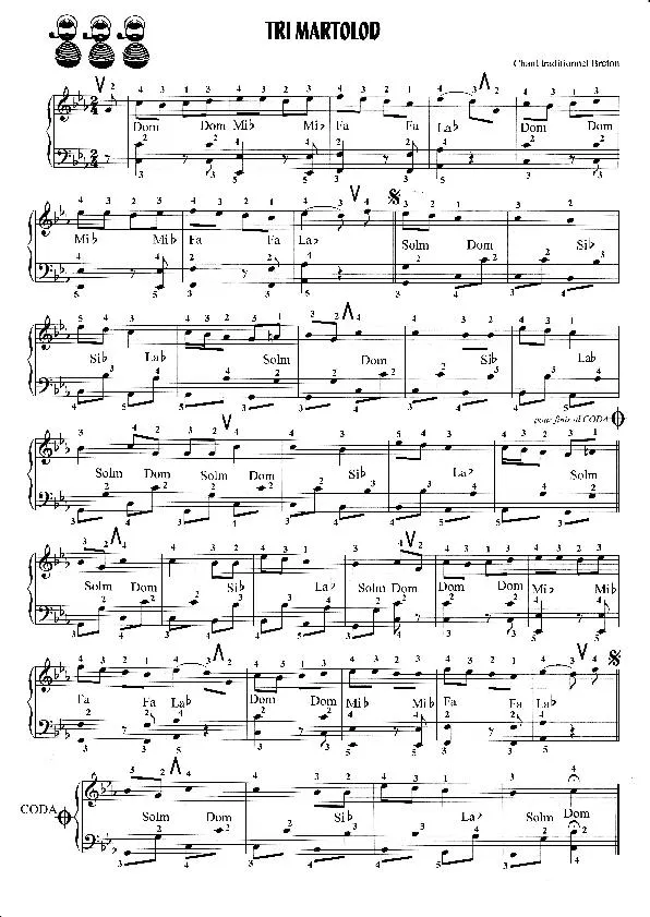 télécharger la partition d'accordéon Tri Martolod (Trois marins) (Arrangement Accordéon chromatique) au format PDF