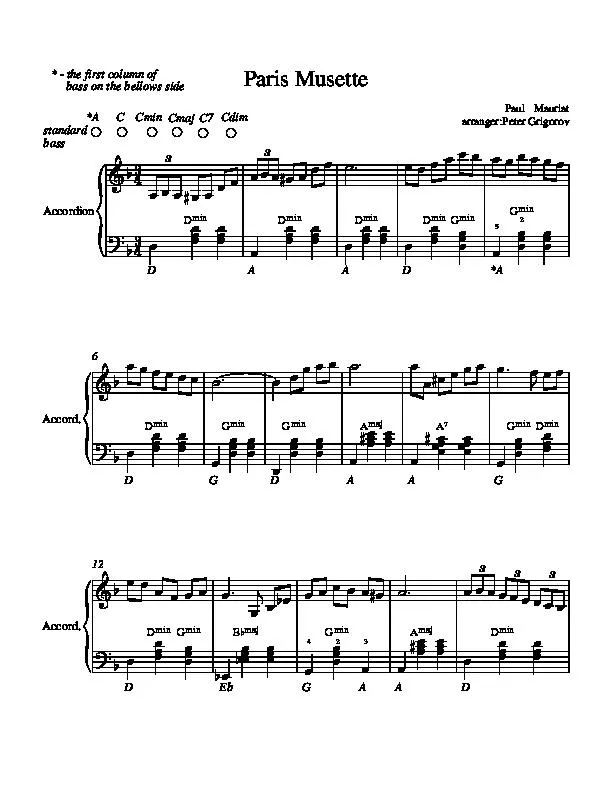 télécharger la partition d'accordéon Paris Musette (Arrangement : Peter Grigorov) (Valse) au format PDF