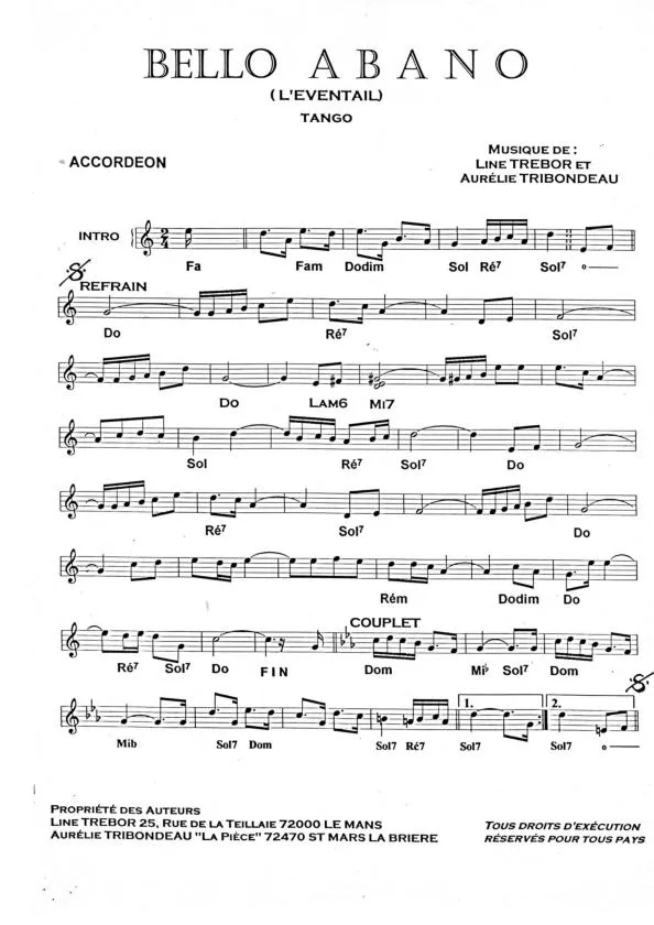 télécharger la partition d'accordéon Bello Abano (L'éventail) (Tango) au format PDF