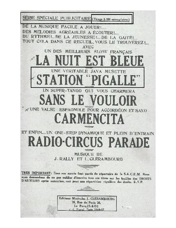 télécharger la partition d'accordéon Station Pigalle (Orchestration Complète) (Java Musette) au format PDF