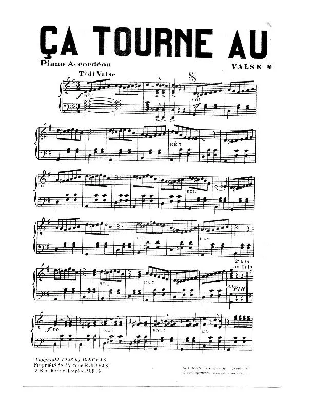 télécharger la partition d'accordéon Ça tourne au bal musette (Valse Musette) au format PDF