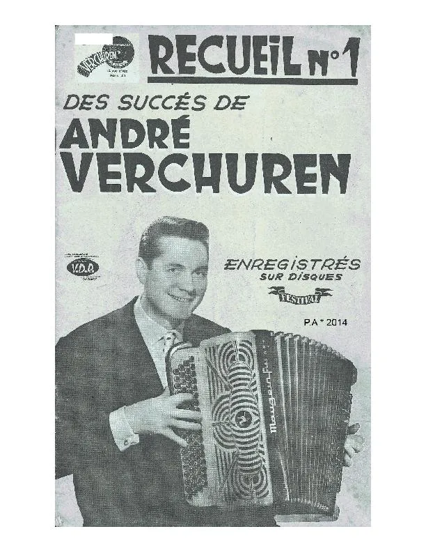 télécharger la partition d'accordéon Recueil n°1 des succès de André Verchuren (13 Titres) au format PDF