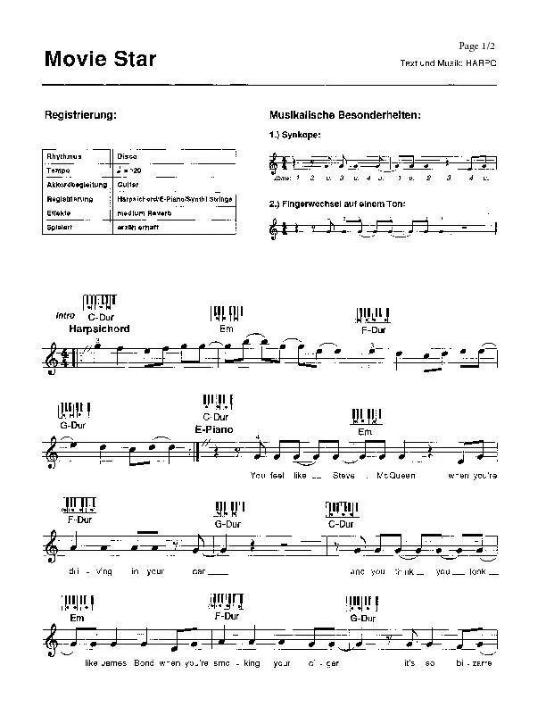télécharger la partition d'accordéon Movie Star au format PDF