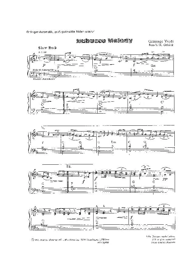 télécharger la partition d'accordéon Nabucco Melody (Arrangement : Kurt Gelück) au format PDF
