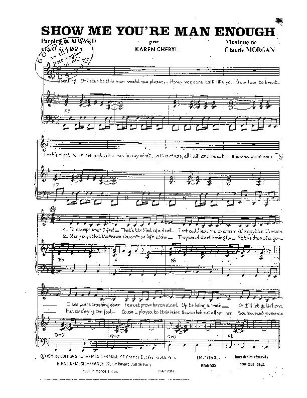 télécharger la partition d'accordéon Show me you're man enough (Chant : Karen Cheryl) au format PDF