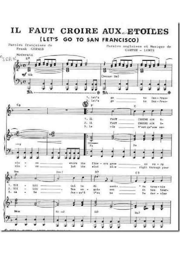 télécharger la partition d'accordéon Il faut croire aux étoiles (Let's go to San Francisco) au format PDF