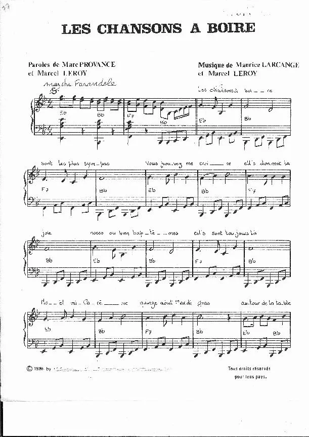 télécharger la partition d'accordéon Les chansons à boire (Marche Farandole) au format PDF