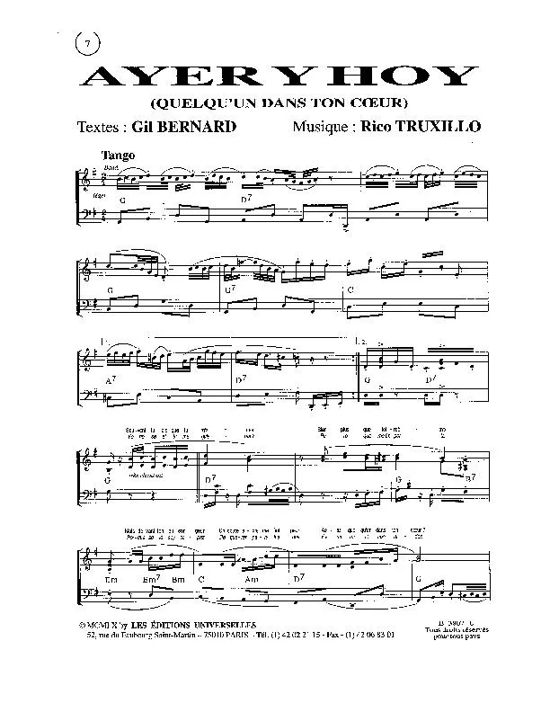 télécharger la partition d'accordéon Ayer Y Hoy (Tango) au format PDF