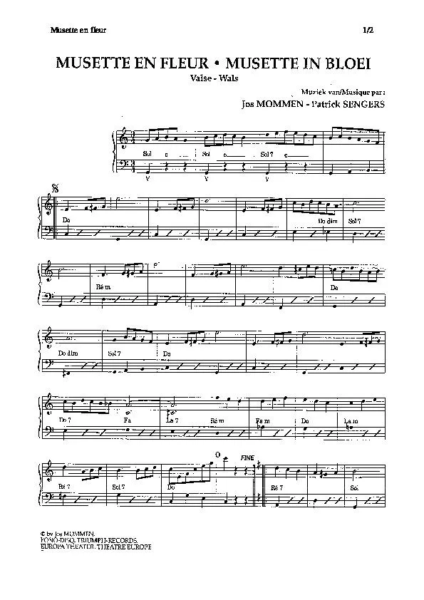 télécharger la partition d'accordéon Musette en fleur (Musette in bloei) (Valse) au format PDF
