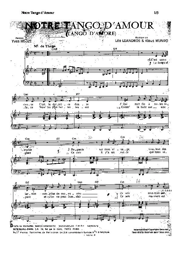 télécharger la partition d'accordéon Notre tango d'amour (Tango d'Amore) au format PDF