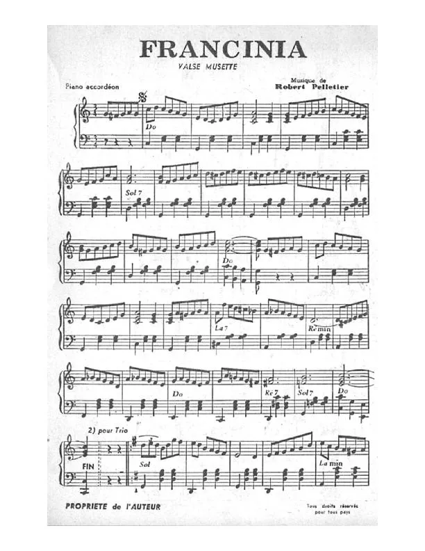 télécharger la partition d'accordéon Francinia (Valse Musette) au format PDF