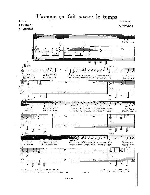 télécharger la partition d'accordéon L'amour ça fait passer le temps (Chant : Marcel Amont) au format PDF