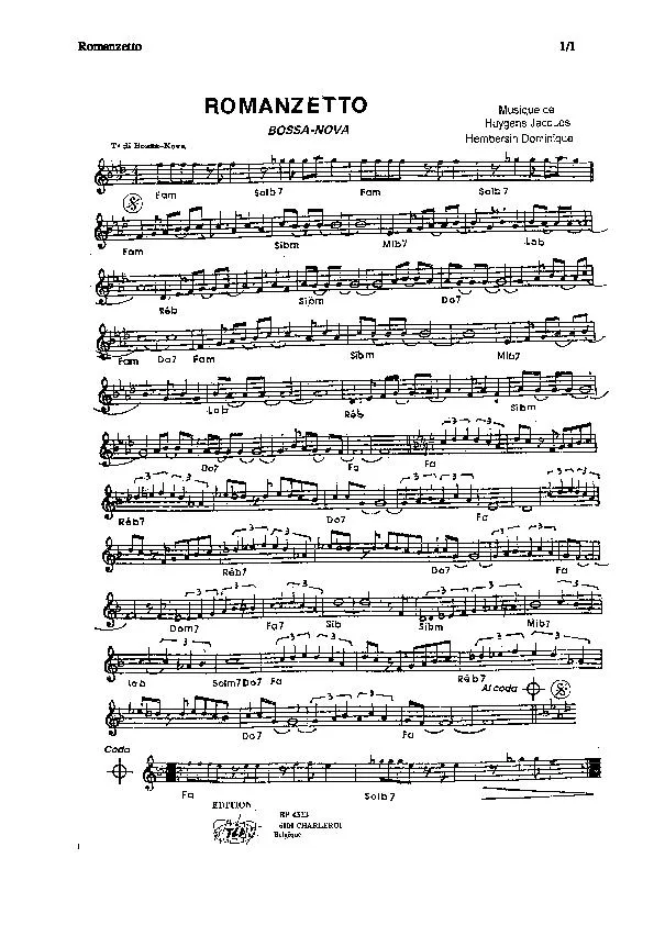 télécharger la partition d'accordéon Romanzetto (Bossa Nova) au format PDF