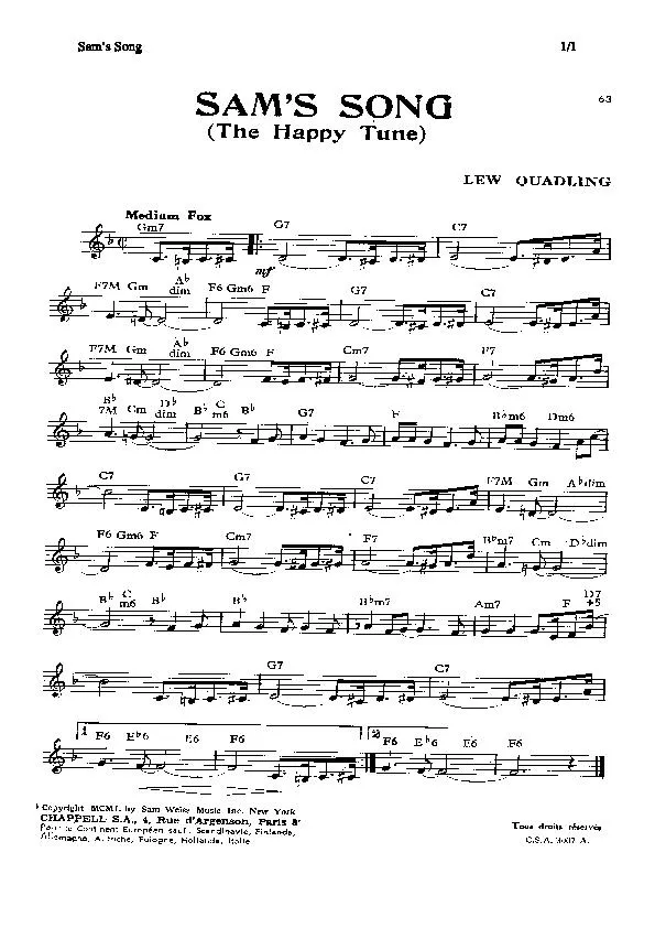 télécharger la partition d'accordéon Sam's Song (The happy tune) (Médium Fox) au format PDF