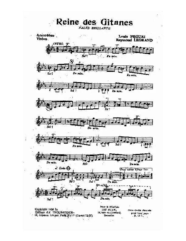 télécharger la partition d'accordéon Reine des Gitanes (Valse Brillante) au format PDF