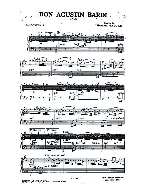 télécharger la partition d'accordéon Don Agustin Bardi (Orchestration complète) (Tango) au format PDF