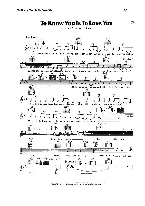 télécharger la partition d'accordéon To know you is to love you (Slow Rock) au format PDF