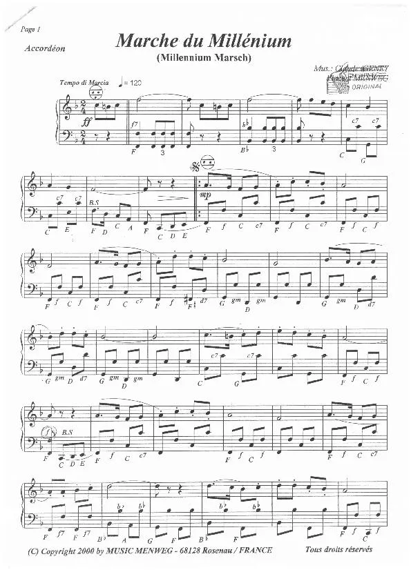 télécharger la partition d'accordéon Marche du millénium (Millennium Marsch) au format PDF