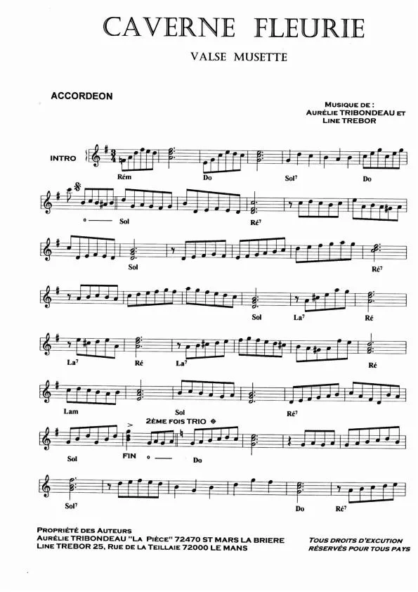 télécharger la partition d'accordéon Caverne fleurie (Valse Musette) au format PDF