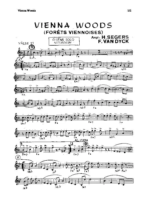 télécharger la partition d'accordéon Vienna Woods (Forêts Viennoises) (Valse) au format PDF
