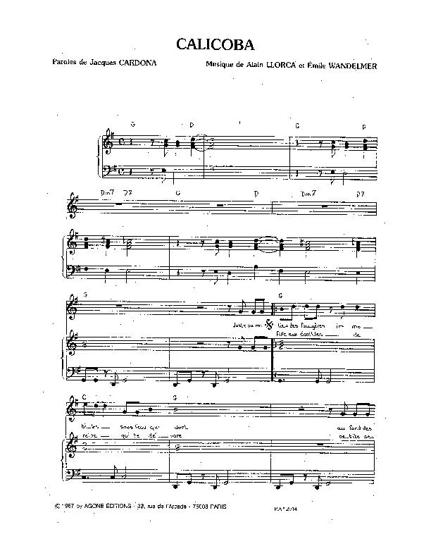 télécharger la partition d'accordéon Calicoba (Chant : Gold) au format PDF