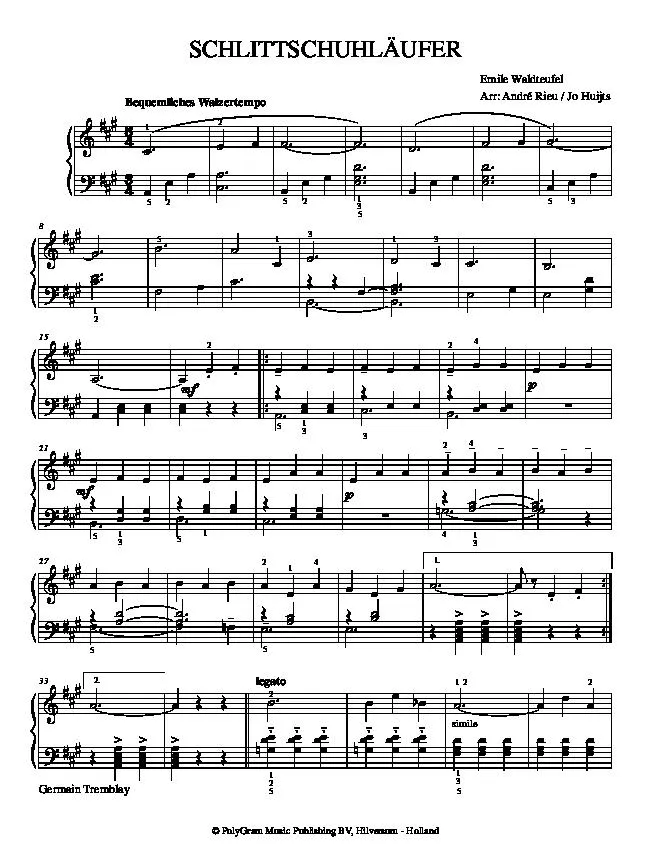 télécharger la partition d'accordéon Schlittschuhlaüfer (Arrangement André Rieu & Jo Huijts) (Valse) au format PDF
